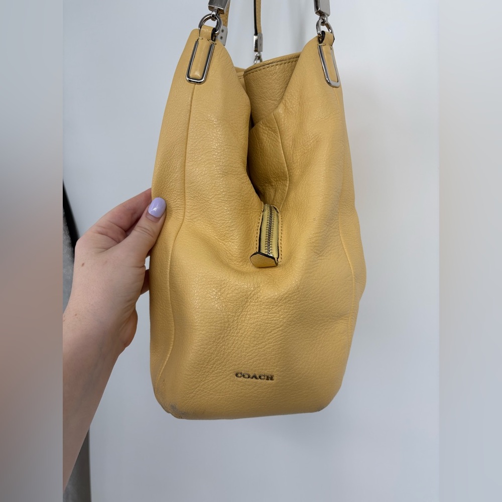 Coach Madison Phoebe Leather Shoulder Bag in Butter Yellow and Silver - Picture 3 of 12